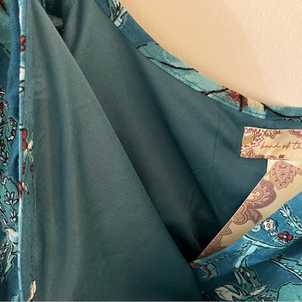 NWT B.O.G. Collective Sybille Teal Floral Crossover Crop Top Boho small - Picture 15 of 15